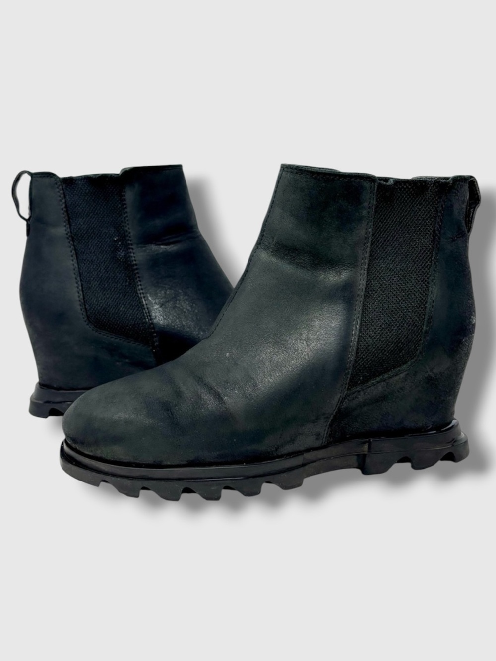 Sorel Joan of Arctic Wedge III Ankle Boots Booties Shoes Size 7.5 Black Leather
